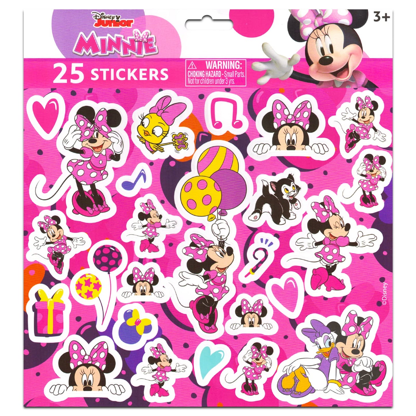 Disney Minnie Mouse Mini Backpack For Girls, Kids ~ 3 Pc Bundle With 12" Minnie School Bag, Water Bottle, Stickers, and More (Minnie Mouse School Supplies Set)