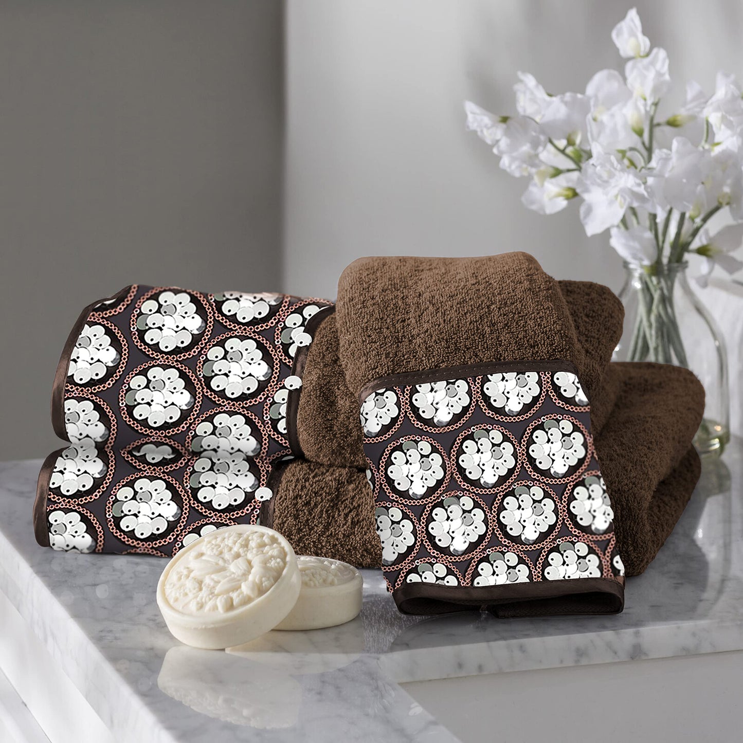 Popular Bath Orb/Brown Sinatra Bath Decor Accessories, Premium, Durable, Acrylic Resin, Eco-Friendly 3-Piece Bath Towel Set