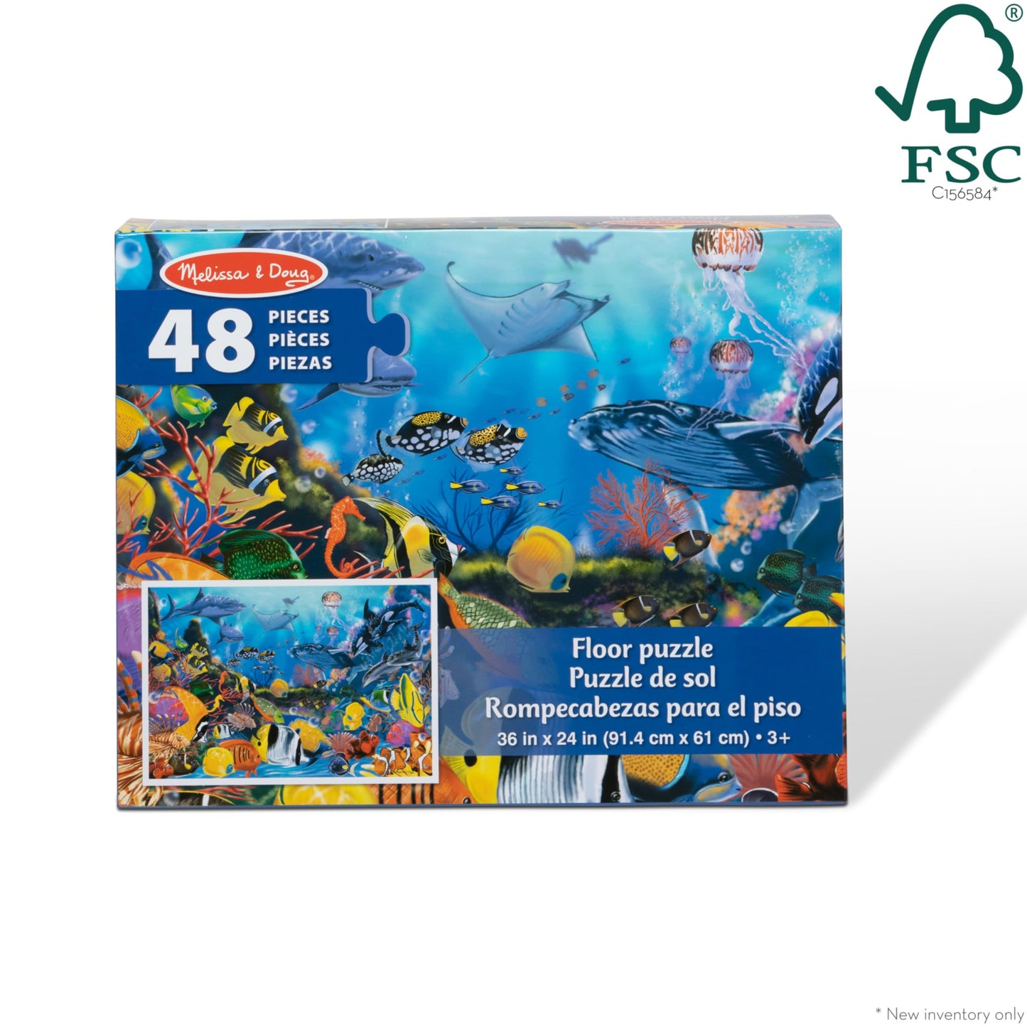 Melissa & Doug Underwater Ocean Floor Puzzle – 48-Piece Jumbo Jigsaw, Educational Screen-Free Activity for Kids Ages 3+, 2x3 ft, FSC Certified