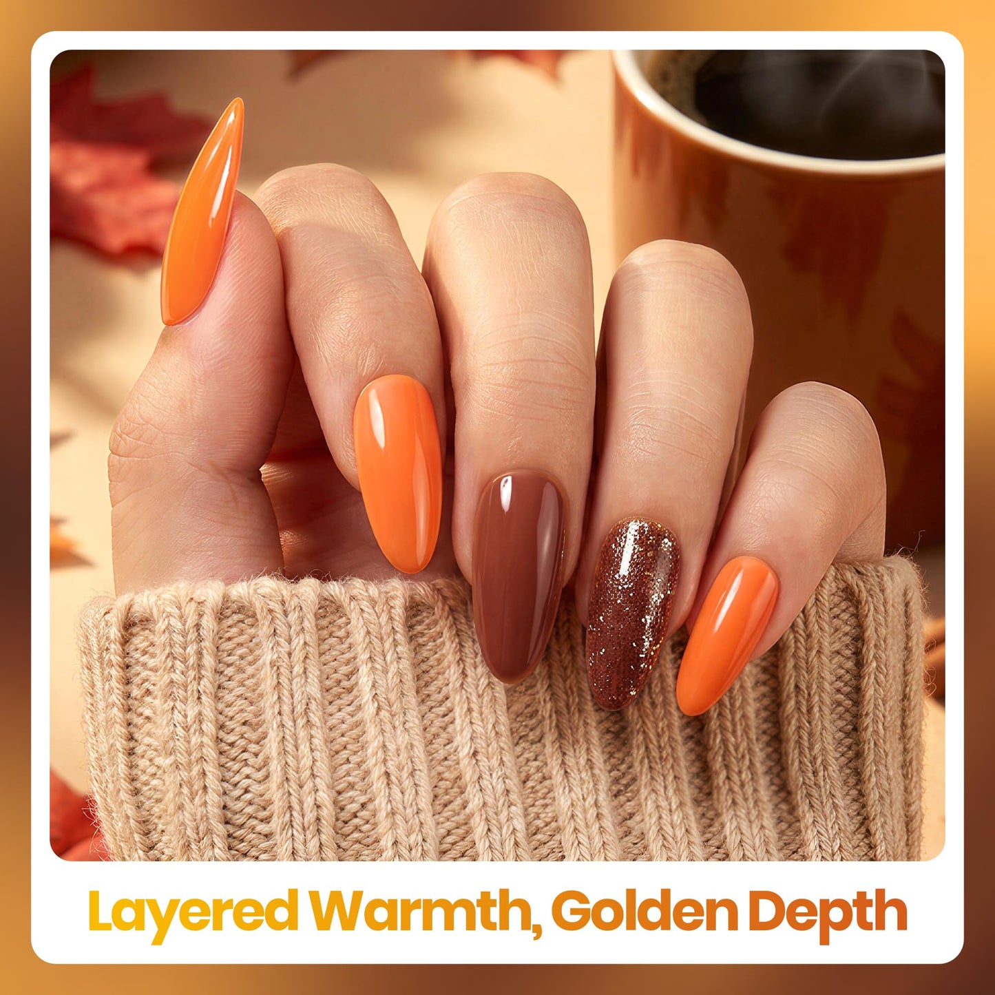Beetles Fall Gel Polish Set - Maillard Season Collection, 6 Colors Brown Orange Yellow Fall Colors Polish Kit, Soak off Uv Led Lamp Needed Manicure Beauty and Personal Care beetles Gel Polish