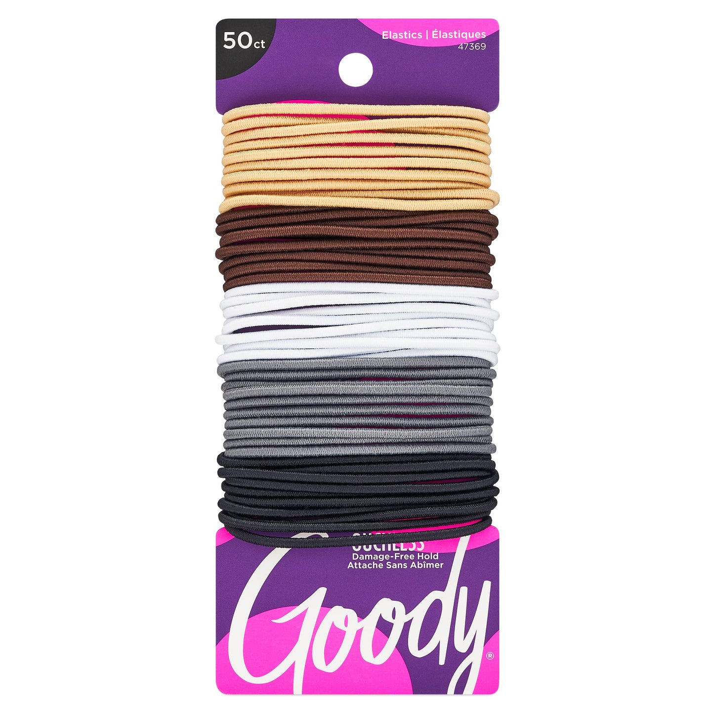 Goody Ouchless Elastic Hair Ties - 50 Ct, Assorted Neutrals, 2MM Rubber Bands for Hair, Pain-Free Hair Accessories for Women & Men, Made Beauty and Personal Care GOODY Default Title