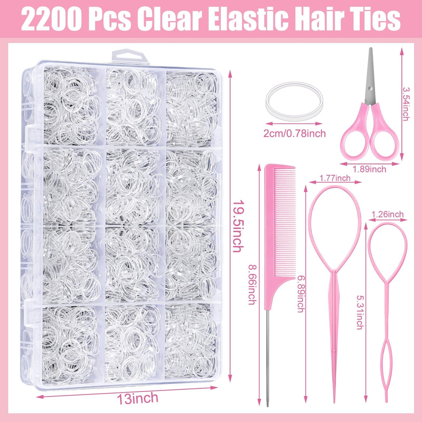 2200 Pcs Clear Hair Elastics with Hair Tie Cutter Hair Loop Tool Set, Elastic Hair Accessories for Girl Women Toddler Beauty and Personal Care auroray