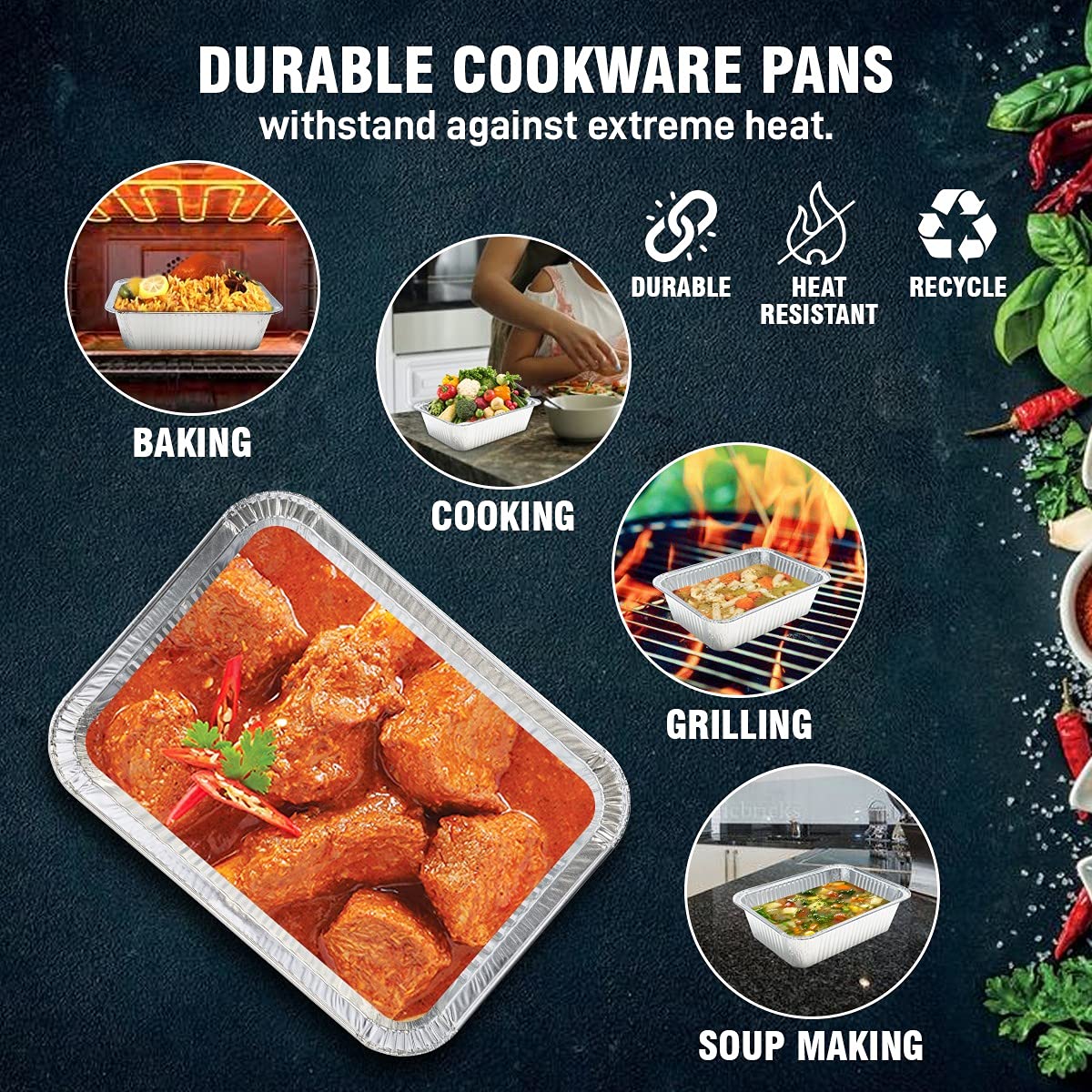 Diplastible Oblong Disposable Aluminum Pans with Lids - 10 Pack - 8.5 x 6 x 2.5 in 5-lb Pan with Foil Covers Perfect for Baking Cooking Food…