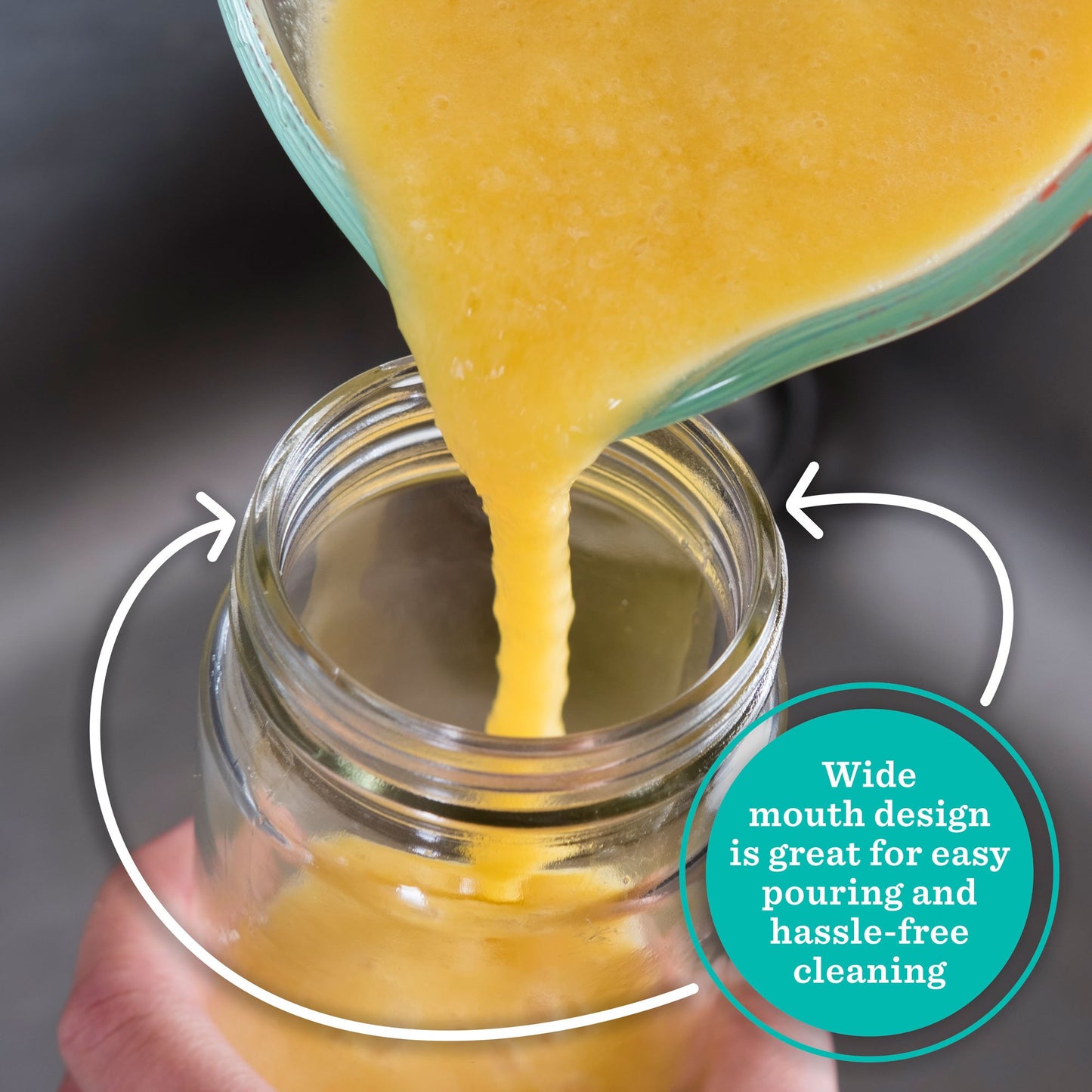 All About Juicing Clear Glass Water Bottles Set - 6 Pack Wide Mouth with Lids for Juice, Smoothies, Beverage Storage - 16 oz, Durable, Reusable