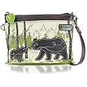 CHALA Canvas Mini Crossbody Handbag, Multi Zipper, Small Shoulder Purse Adjustable Strap - Bear - sand