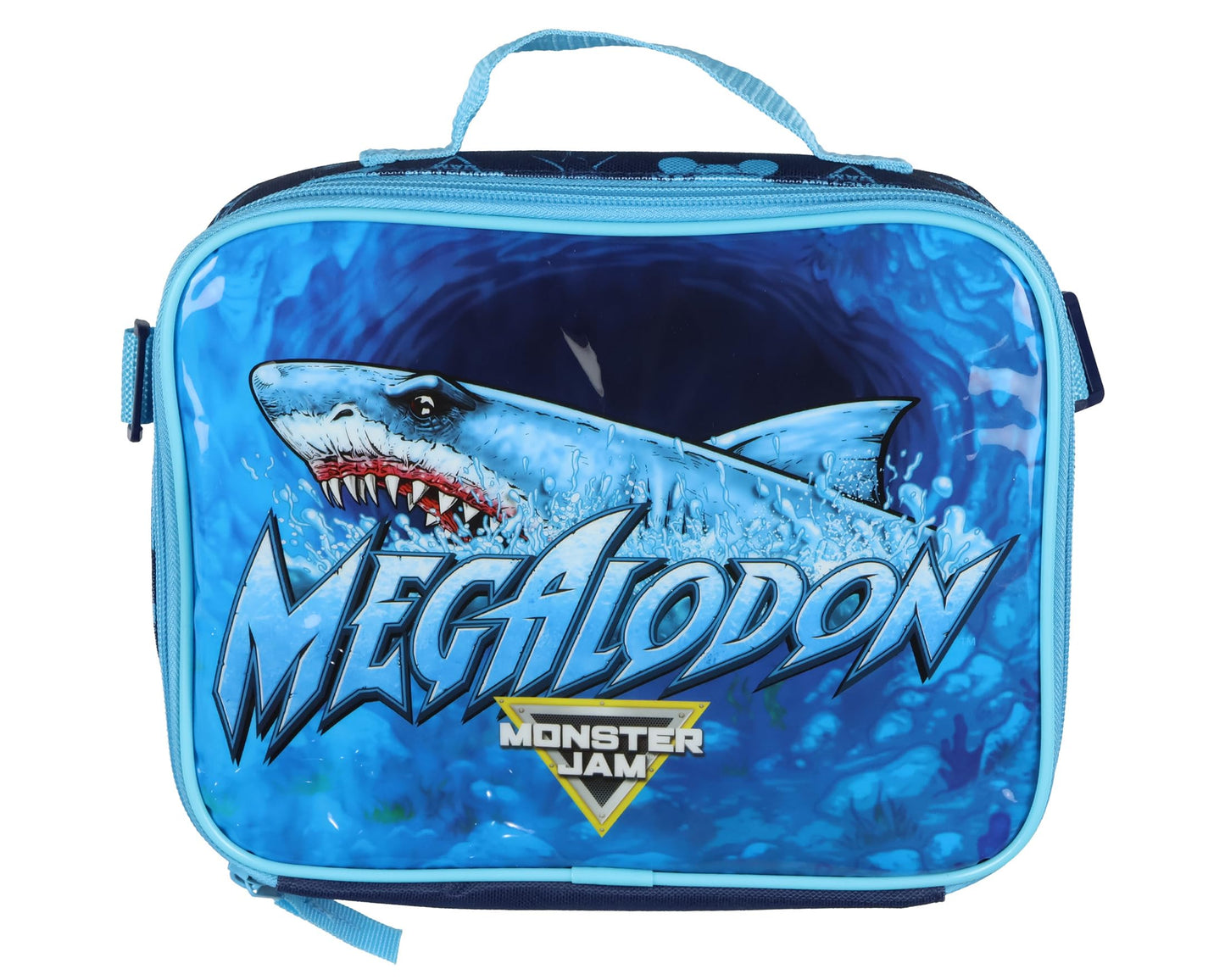 INTIMO Monster Jam Megalodon 5-Piece Backpack Mega Set with Detachable Lunch box Water Bottle Pencil Case and Stickers Set