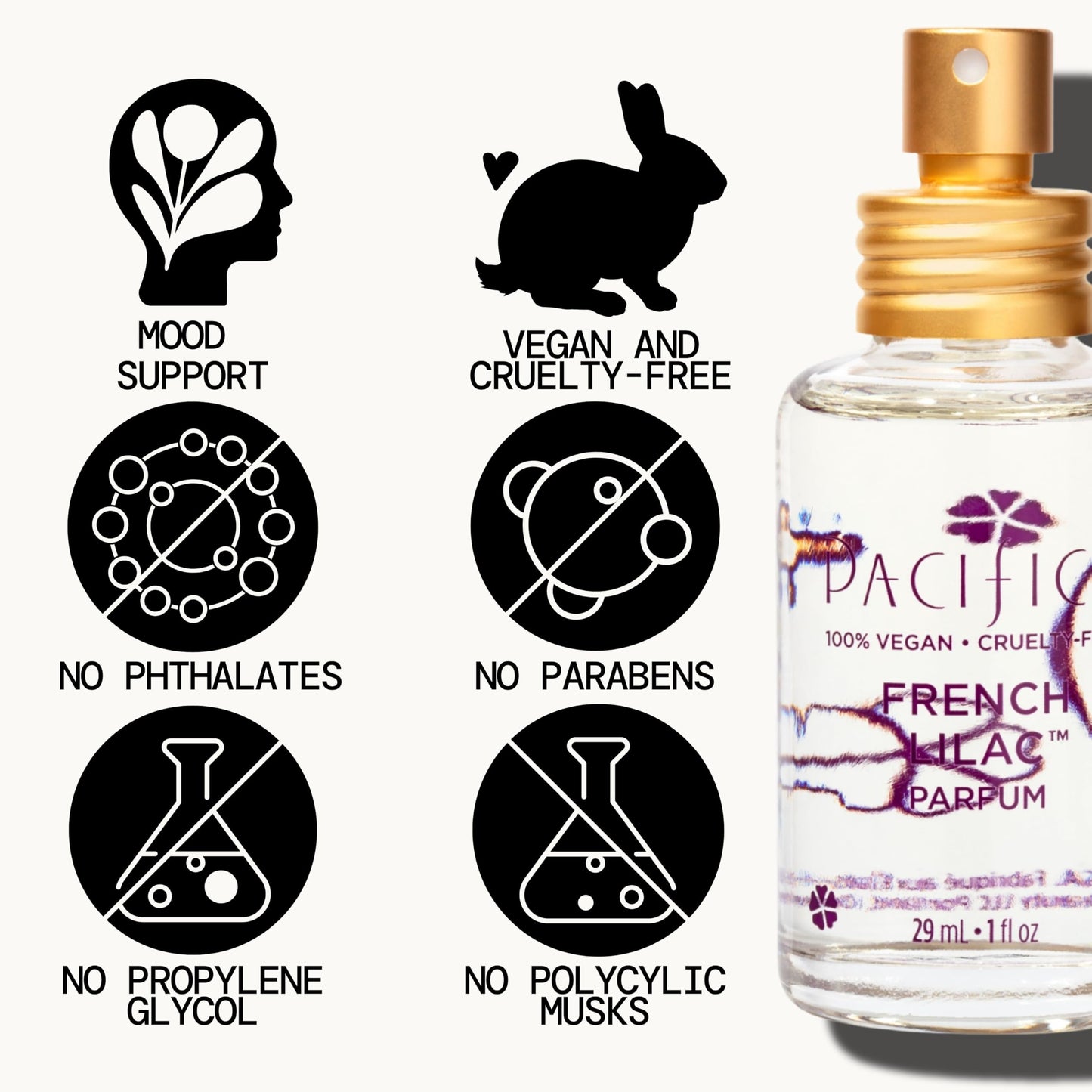 Pacifica French Lilac Spray Perfume - Clean Vegan Floral Fragrance for Women, Fresh-Cut Lilac & Powdery Magnolia Notes, Long-Lasting Romantic Spring