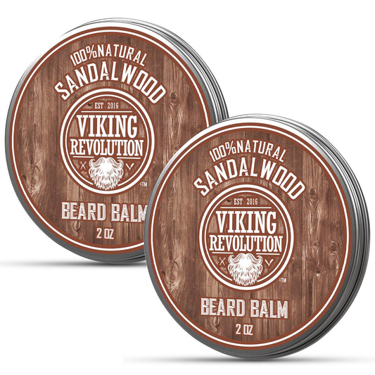 Viking Revolution Sandalwood Beard Balm - Beard Butter with Argan Oil, Beard Softener for Men with Jojoba Oil - Beard Moisturizer for Men with Beeswax