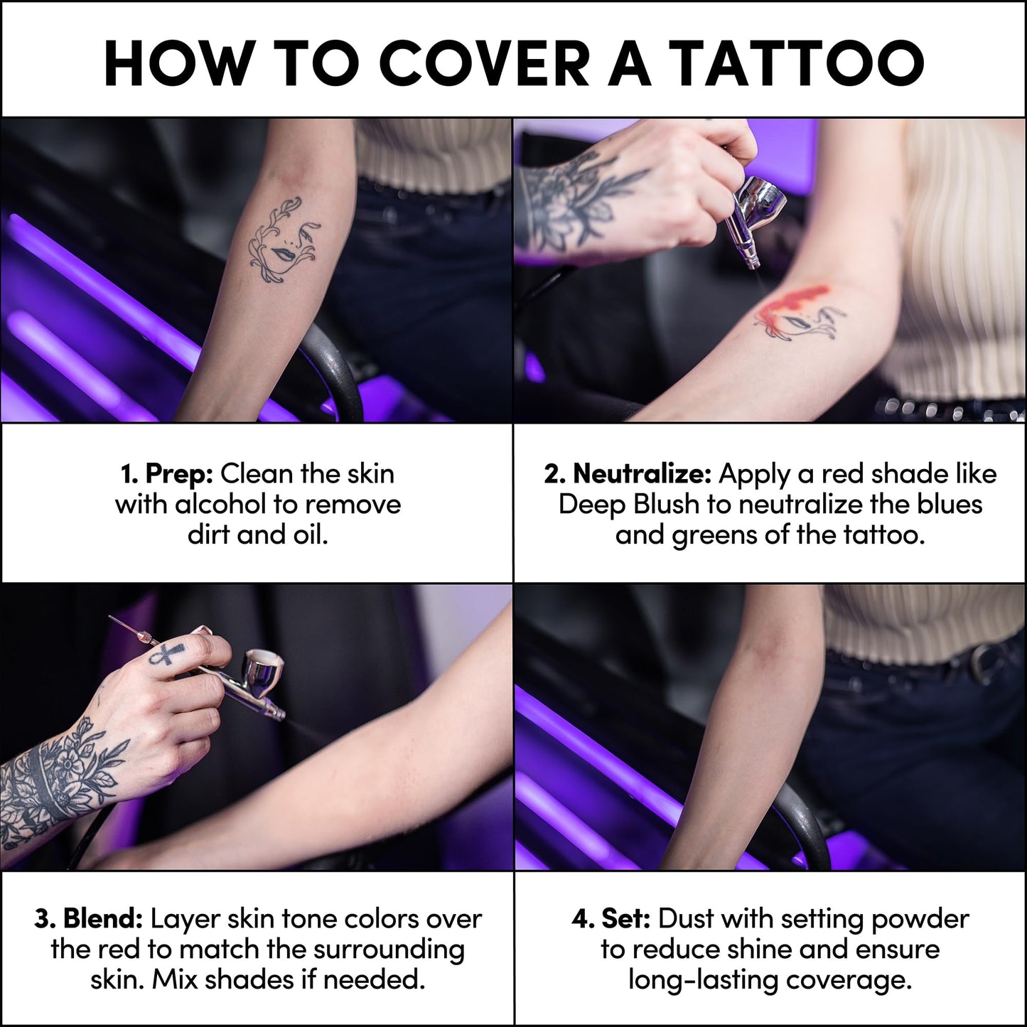 Narrative Cosmetics Flesh Tone Alcohol Airbrush Paints - 2 fl oz, Skin Safe, Quick Dry, Waterproof, Sweatproof, Transferproof Liquid Makeup for Tattoo
