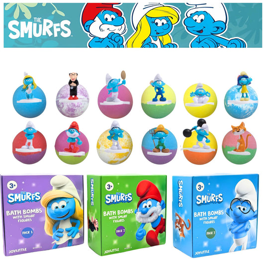 The Smurfs Bath Bombs with Action Figures-Papa Smurf, Farmer, Grouchy, and Gargamel (Pack 2) Beauty and Personal Care Joylittle