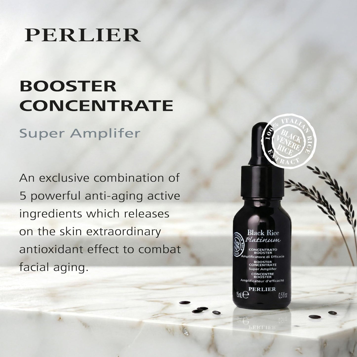 Perlier Black Rice Platinum Ultra Renewing Booster Face Serum, 0.5 fl. oz.