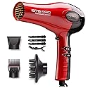 KISS 1875 Watt Pro Tourmaline Ceramic Hair Dryer, Styling Edition, 3 Heat Settings, 2 Speed Settings, Cool Shot Button, 7 Blow Dryer Accessories