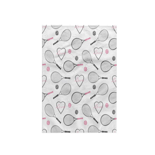 3D Rose TWL_201737_1 Tennis Love Pattern Grey and Pink, 15" x 22"