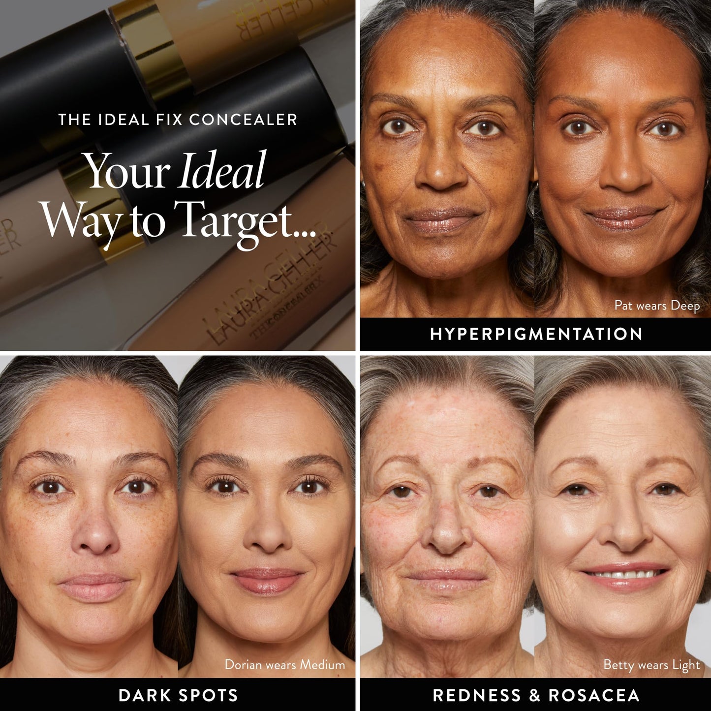 LAURA GELLER NEW YORK The Ideal Fix Concealer - Deep - Buildable Medium to Full Coverage Liquid Concealer - Covers Under Eye Dark Circles & Blemishes