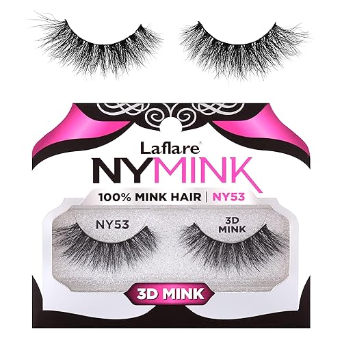 Laflare 3D NY Mink Eyelashes, 100% Real Mink Hair Lashes, Luxury Makeup, Natural, Light, Trendy, Variety, Reusable, Multi layered Real Mink Hair