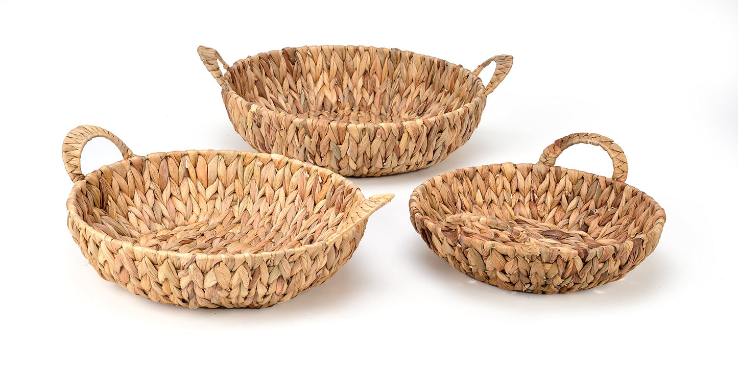 Trademark Innovations Set of 3 Round Hyacinth Baskets with Handles