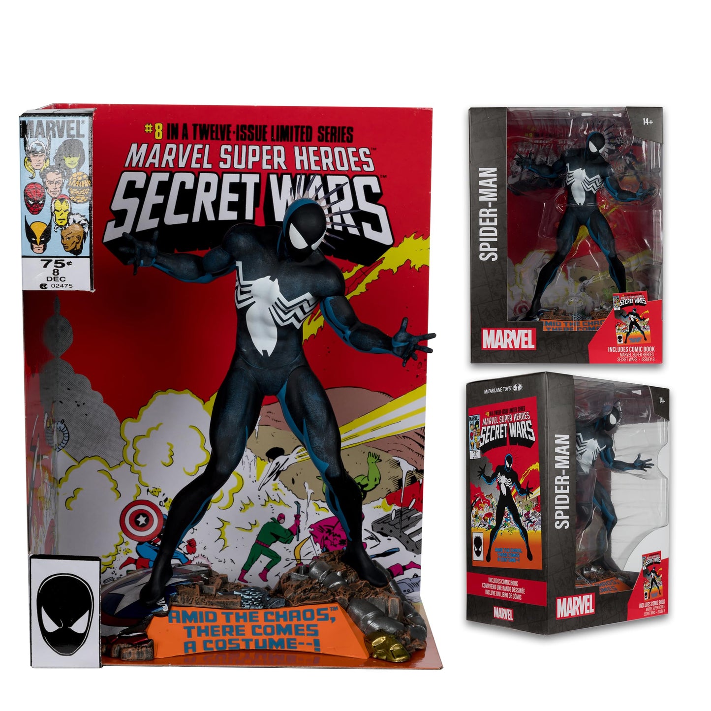 McFarlane Toys - Marvel Spider-Man 1:6th Scale Collectible with Scene & Comic (Marvel Super Heroes Secret Wars #8)