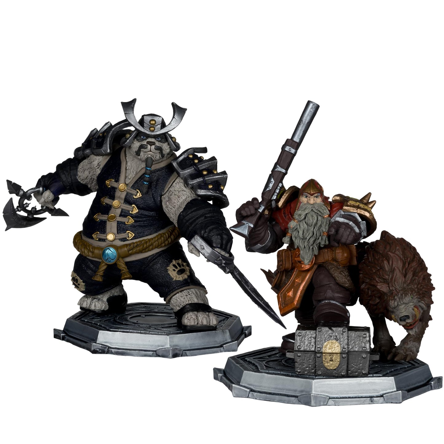 McFarlane Toys - World of Warcraft Dwarf Hunter: Beastmaster & Marksman and Pandaren: Monk & Rogue 1:12 Scale Posed Figure Deluxe 2pk Gold Label