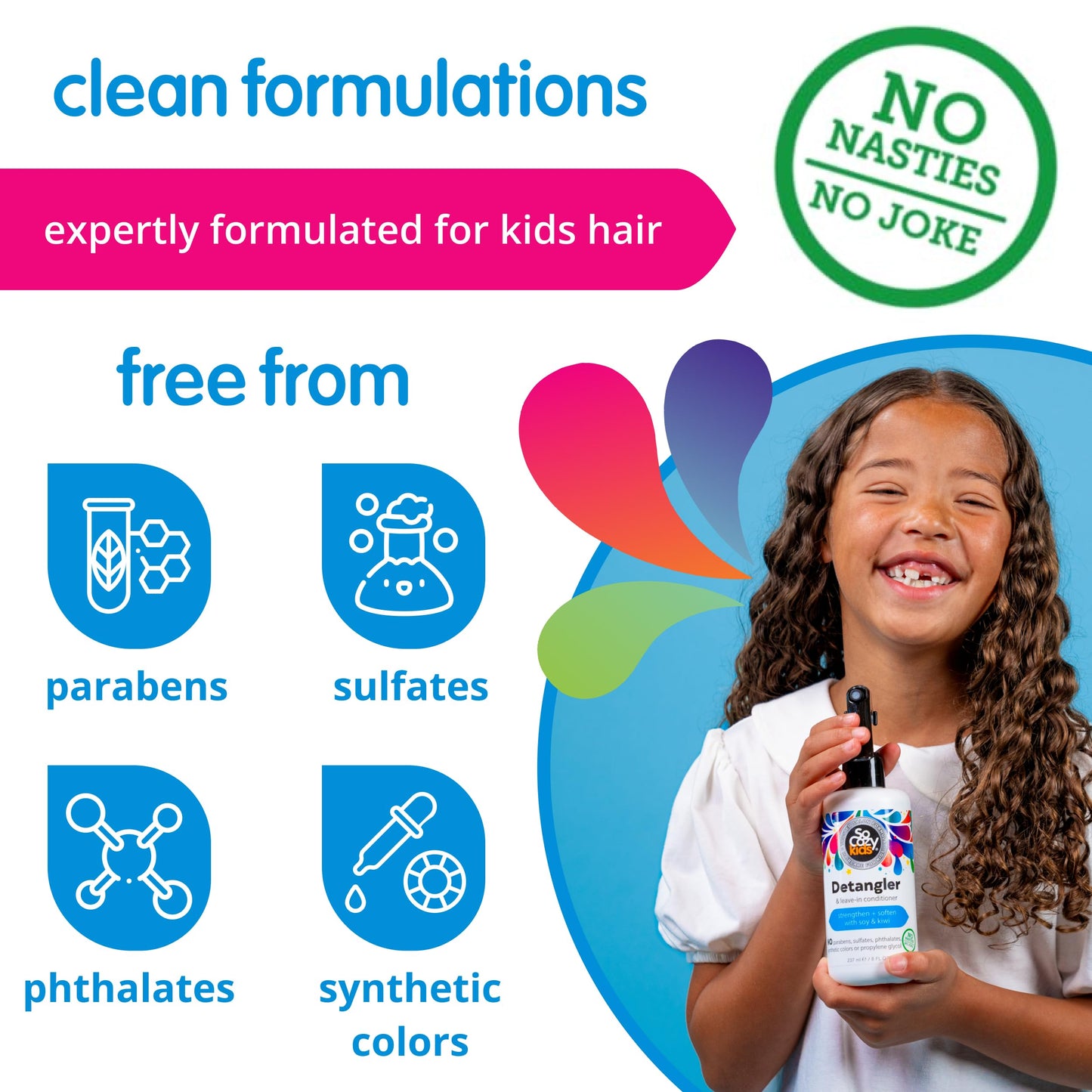 So Cozy Kids Hair Detangler & Leave-In Conditioner Spray – Paraben-Free, Frizz Control & Conditioning Spray (8 fl oz)