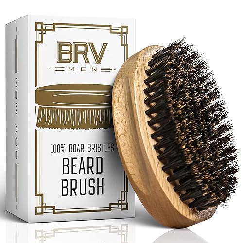 BRV MEN Beard Brush | Firm Boar Bristles | First-Cut Boar Hair Bristles | The Ideal Gift For Men (Beechwood)