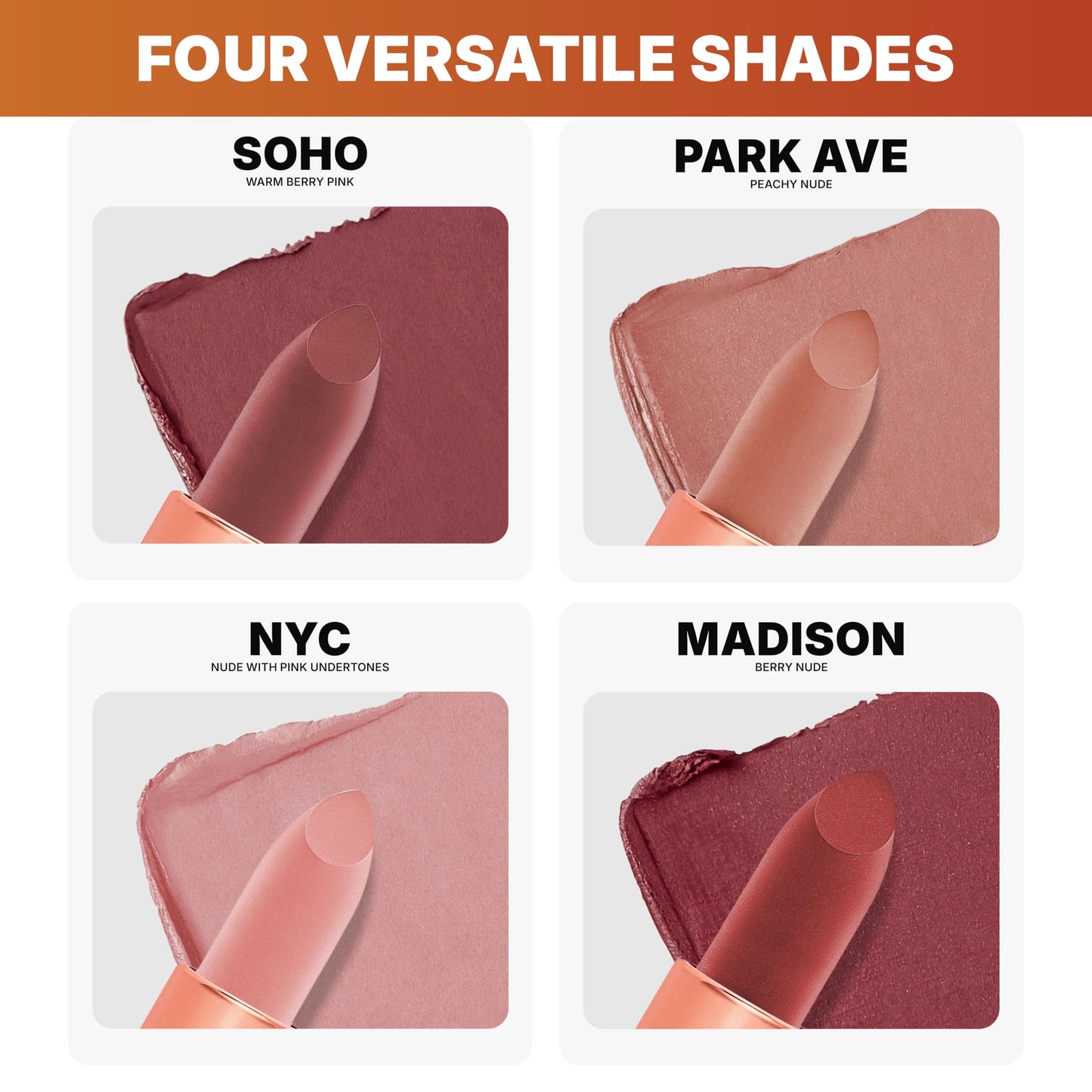 LUNA MAGIC Soho Moisturizing Nude Lipstick with Velvet Finish, High Pigment, Precise Bullet Tip & Soft Texture - NYC Inspired Long-Lasting Wear &