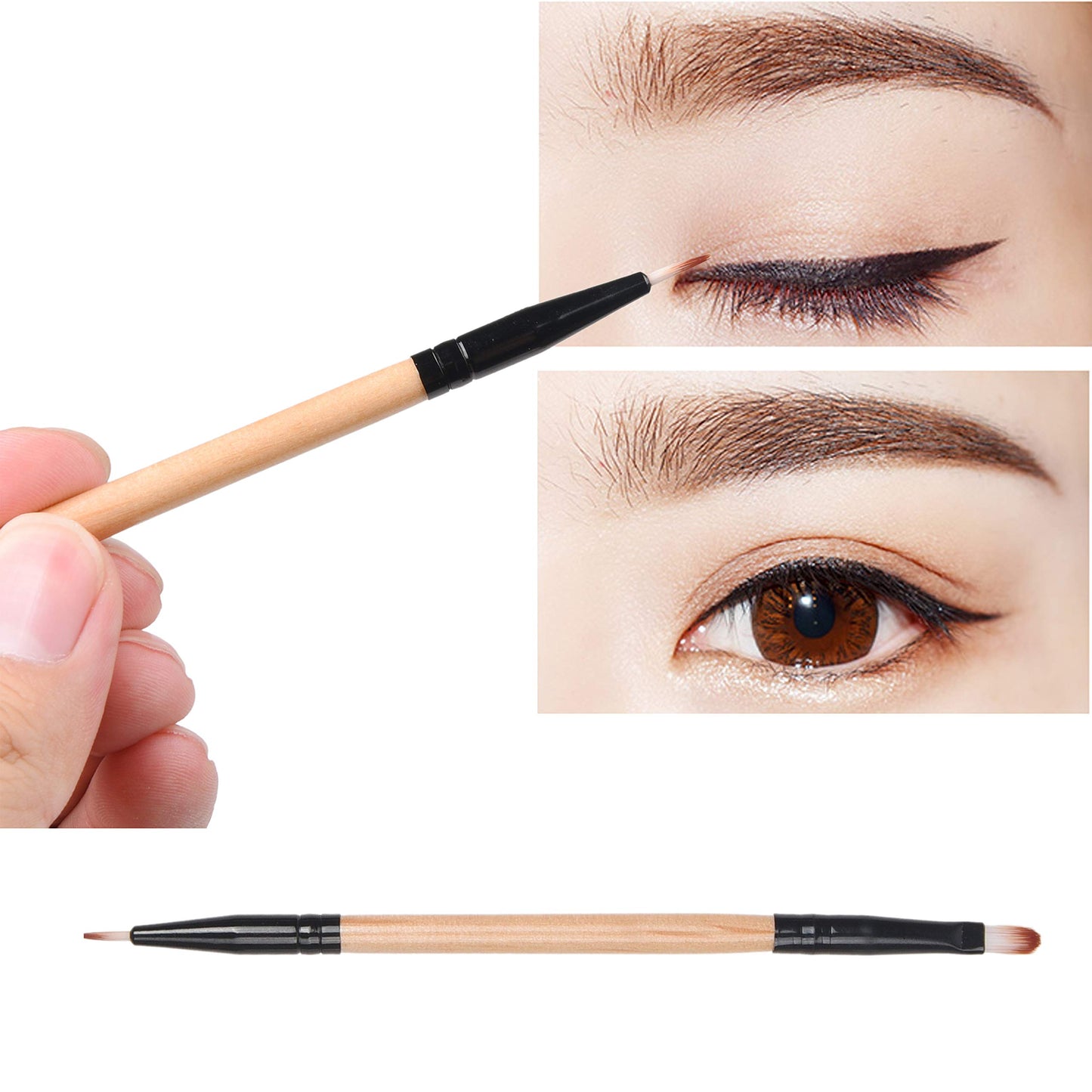 Kare & Kind 15 pcs Double Ended Eye Makeup Brushe Set - Highlight, Contour, Blend Makeup Cosmetics - Liquid Makeup, Powder, Foundation, Concealer