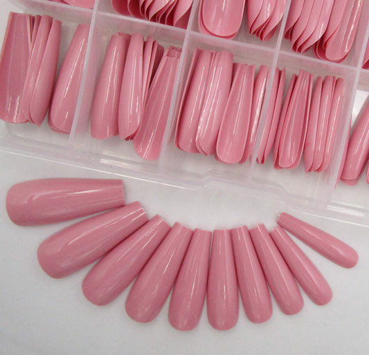 100pc Colored Coffin Press on Nails Long Ballerina False Fake Nail Tips Full Cover Manicure Design Acrylic Nails for Women Teen Girls (Dark Pink) Beauty & Personal Care Lifextol