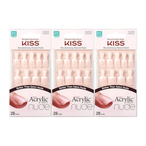 Kiss Salon Acrylic Nude French Nails 28 Count (Breathtaking) (3 Pack) Beauty & Personal Care KISS