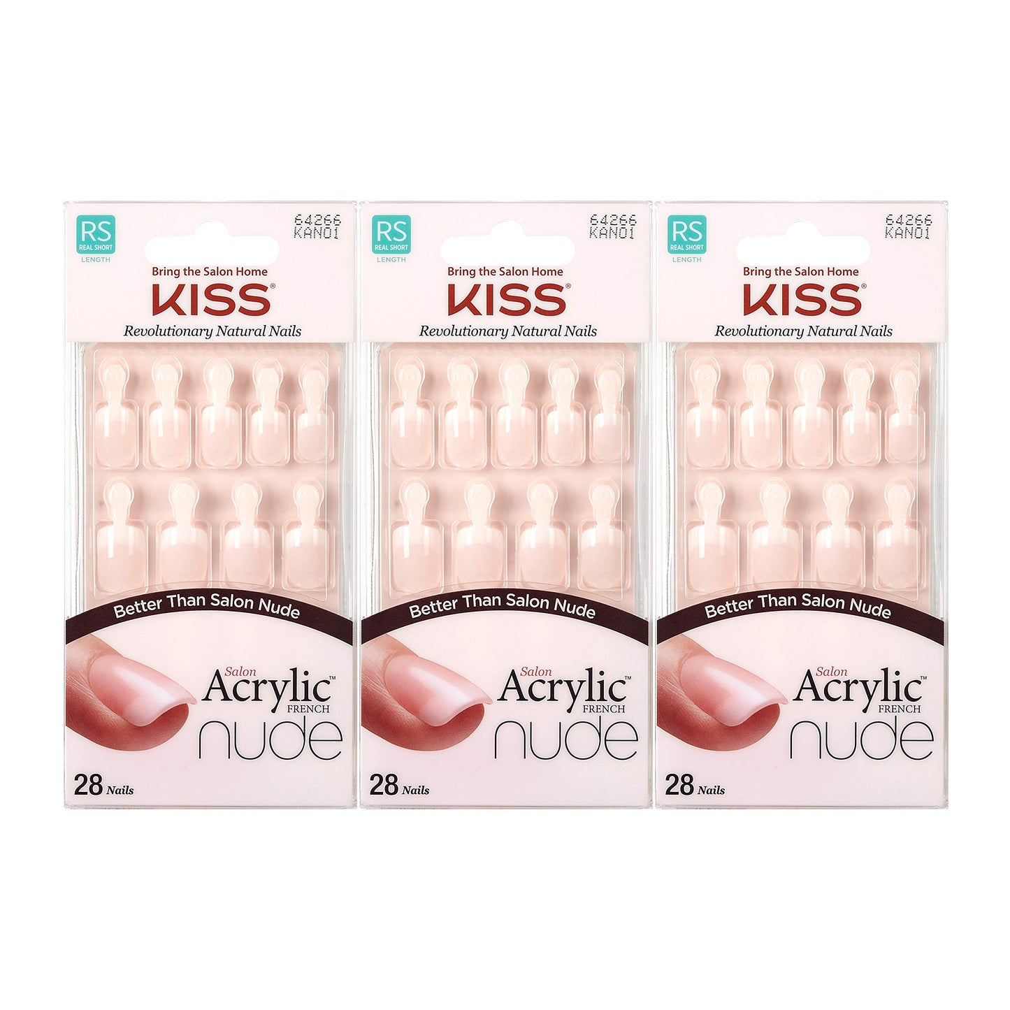 Kiss Salon Acrylic Nude French Nails 28 Count (Breathtaking) (3 Pack) Beauty & Personal Care KISS