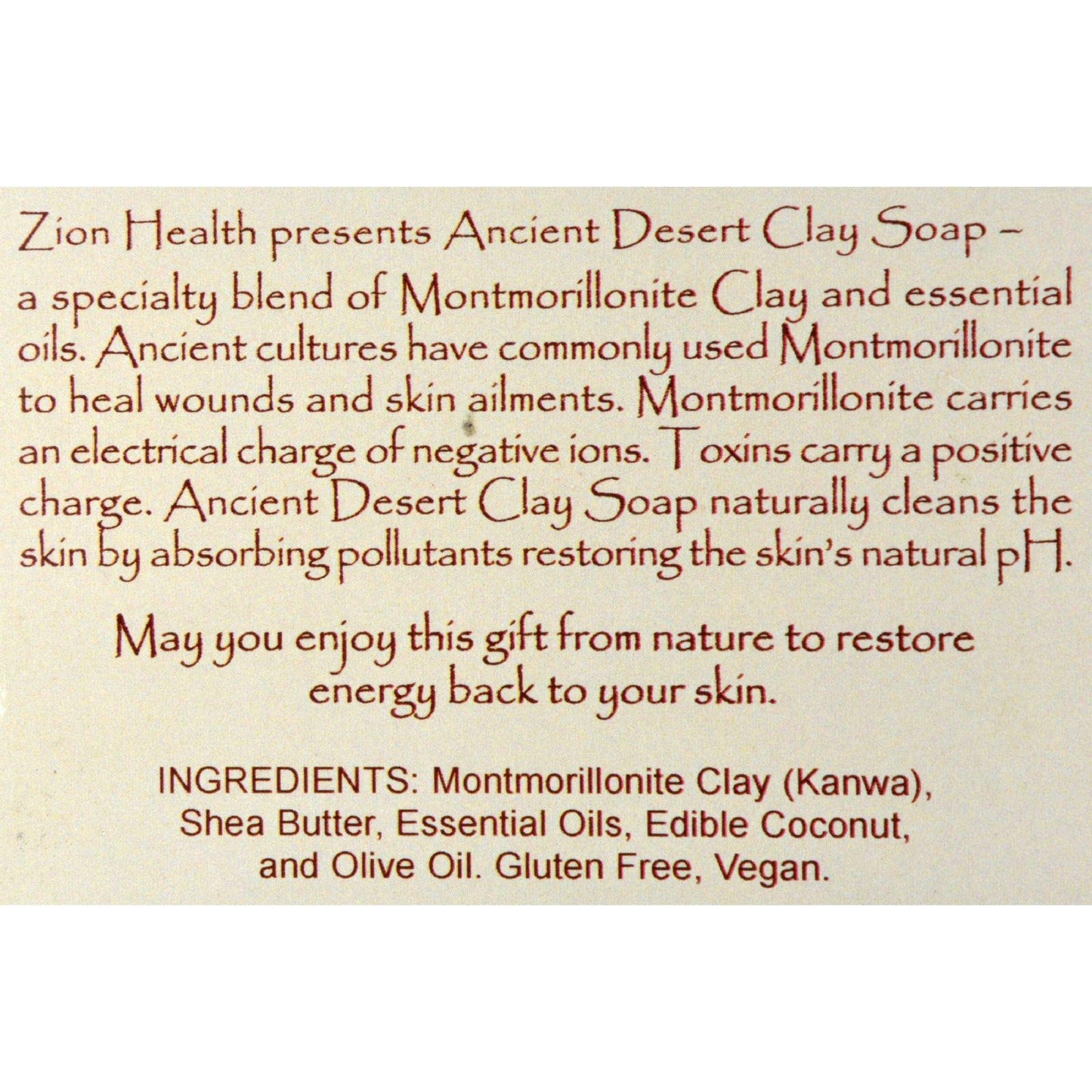 Clay Soap Mountain Rain Zion Health 6 oz Bar Soap