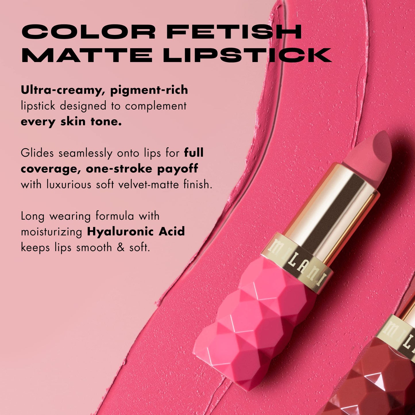 Milani Color Fetish Matte Lipstick, Hydrating Velvet Finish, Full Coverage Long Lasting, Moisturizing Cream Lip Color with Hyaluronic Acid, 0.14 oz,
