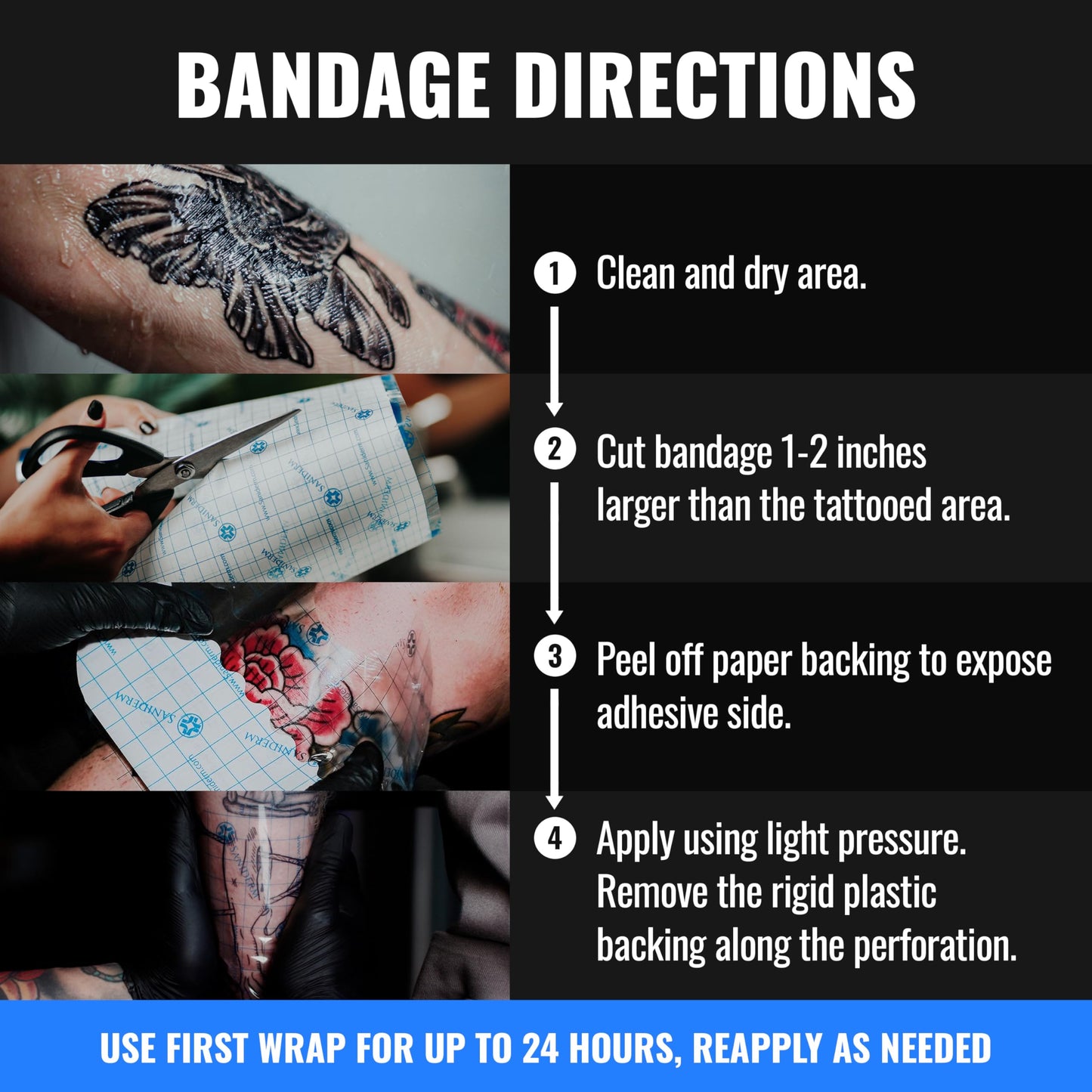 Saniderm Original Tattoo Aftercare Bandage (Personal Roll, 10.2 in x 2 yd) Beauty and Personal Care Saniderm