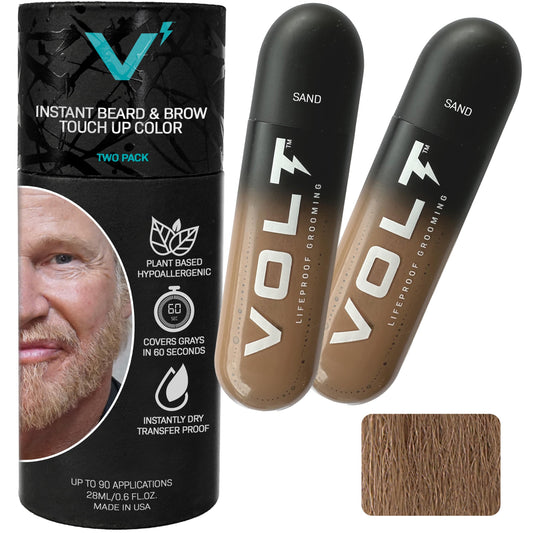 VOLT Grooming Temporary Instant Beard Color for Men Quick-Dry Plant-Based Brush On Beard, Hair, Mustache & Brow Color, For Sensitive Skin, Sand