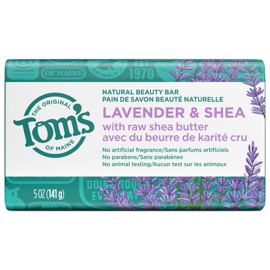 Tom's of Maine Natural Beauty Bar Soap, Lavender & Shea With Raw Shea Butter, 5 oz. Beauty & Personal Care Tom's of Maine
