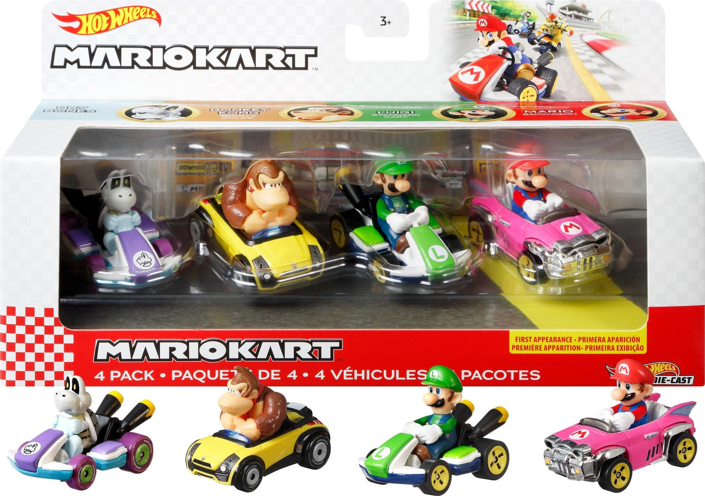Hot Wheels Mattel Mario Kart Die-Cast 4-Pack Assortment (Nintendo)