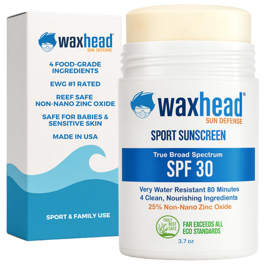 Waxhead Zinc Oxide Sunscreen Stick SPF 30, 4-Ingredient Mineral Sunscreen for Face & Body, EWG 1, Reef Safe Non-Nano, Baby & Kids Sensitive Skin