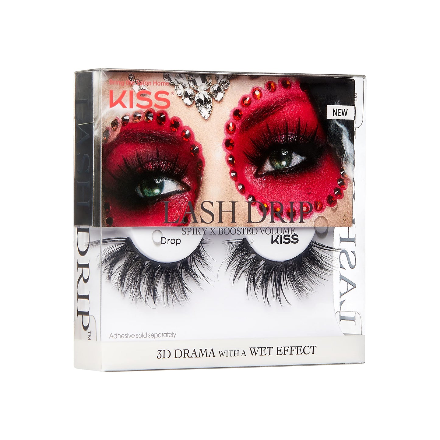 KISS Halloween Lash Drip False Eyelashes, Spiky X Boosted Volume, Unique Wet Look Hydrated Effect, Multi-Length Rewearable Fake Eyelashes, Wispy