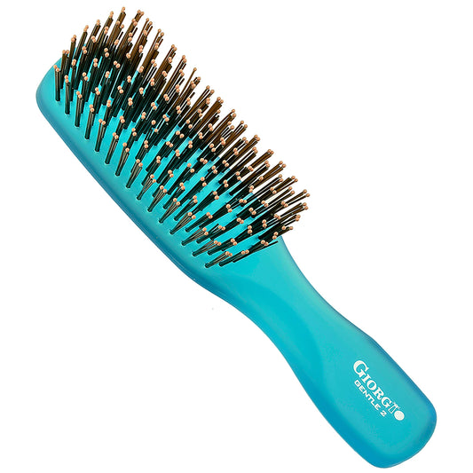 Giorgio GION2B Neon Blue 6.25 inch Gentle Touch Detangler Hair Brush for Men Women and Kids. Soft Bristles for Sensitive Scalp. Wet & Dry for all Hair