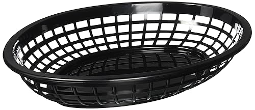 TABLECRAFT (1084BK) - OVAL PLASTIC SERVING BASKET, BLACK (PACK OF 12)