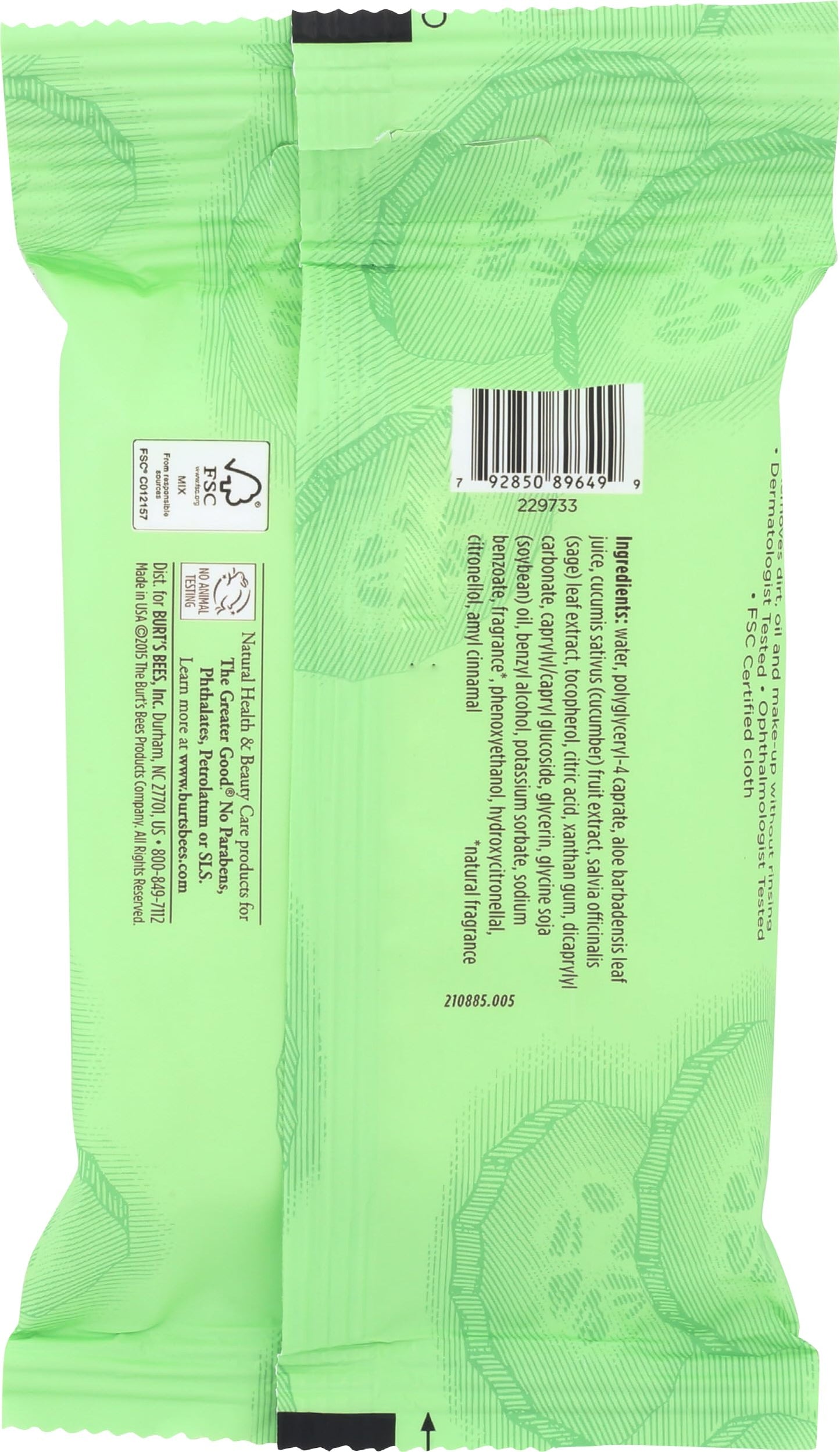 Burt's Bees Facial Cleansing Towelettes, Cucumber & Sage, 10 Count