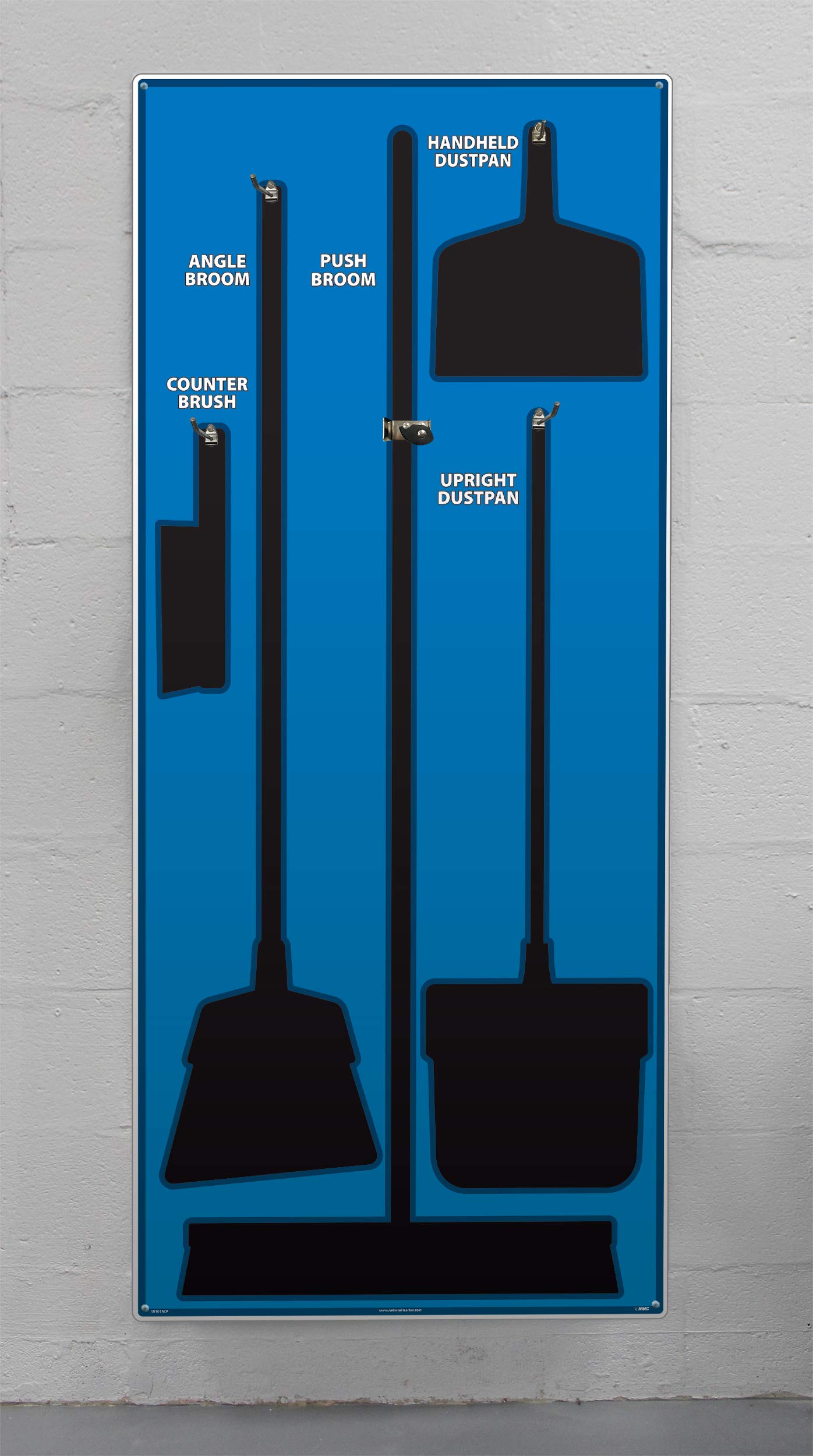 NMC SB101ACP 5S Janitorial Shadow Board, Blue/Black, 68"X30", AluminumCompositePanel (Tools Sold Separately)