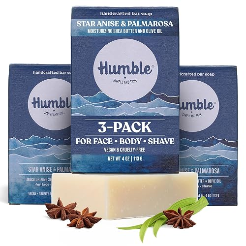Humble Natural Bar Soap, Star Anise & Palmarosa - Cold Processed Face & Body Soap Bar with Essential Oils - Moisturizing Formula for Long-Lasting