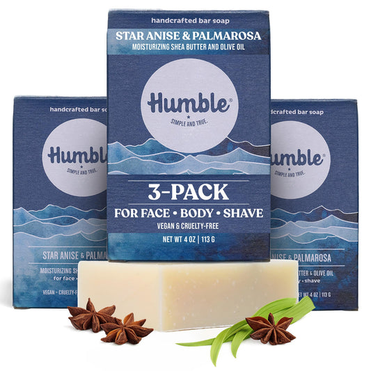Humble Natural Bar Soap, Star Anise & Palmarosa - Cold Processed Face & Body Soap Bar with Essential Oils - Moisturizing Formula for Long-Lasting Beauty & Personal Care HUMBLE SIMPLE AND TRUE.