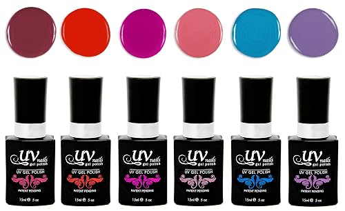 UV-NAILS Gel nail polish cure with UV or LED nail lamp gel polish for nails Set of 6 (MAUI) Beauty & Personal Care UV-NAILS