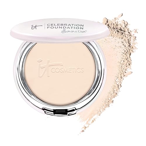 IT Cosmetics Celebration Foundation Illumination, Fair (W) - Full-Coverage, Anti-Aging Powder Foundation - Blurs Pores, Wrinkles & Imperfections - 0.3