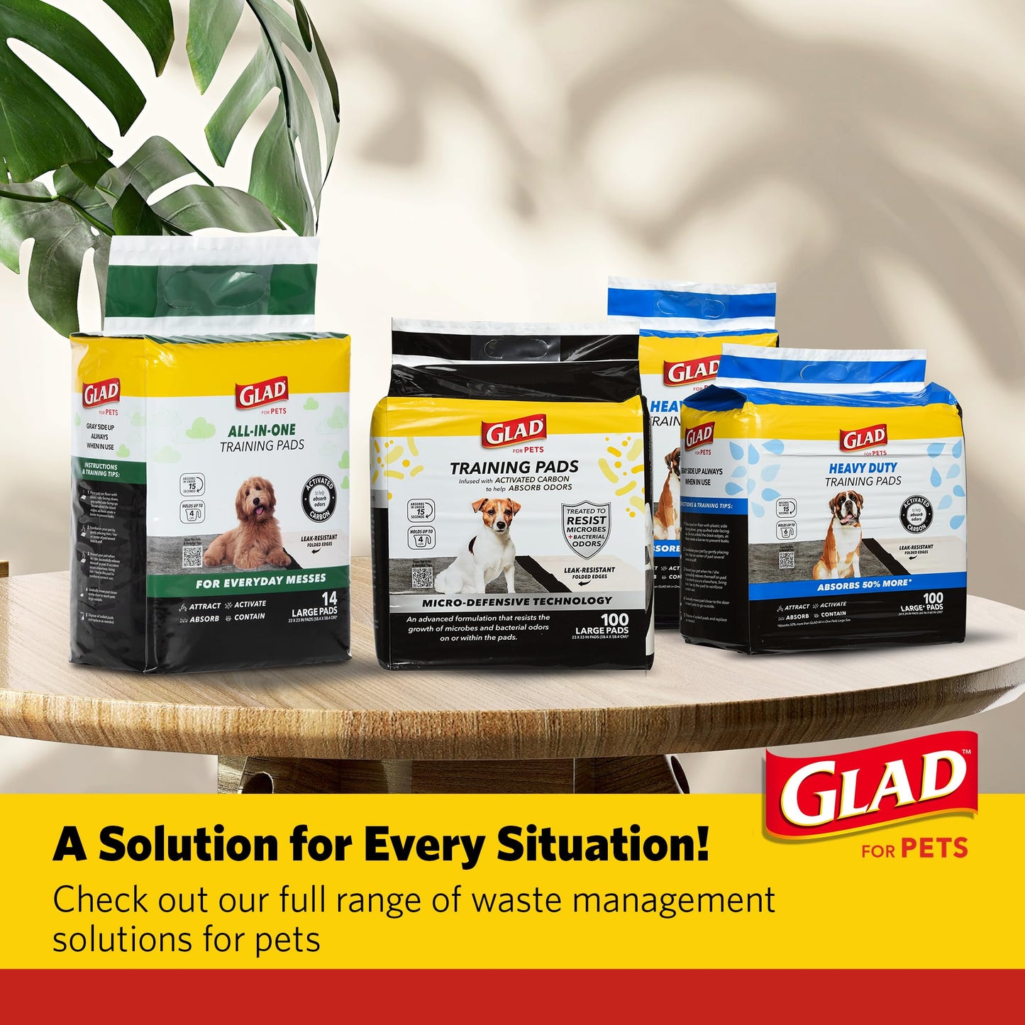 Glad for Pets Extra Large Charcoal Dog Training Pads – Jumbo Absorbent Disposable Pee Pads for Dogs, Cats & Puppies, Neutralize Urine Instantly, 30 Count