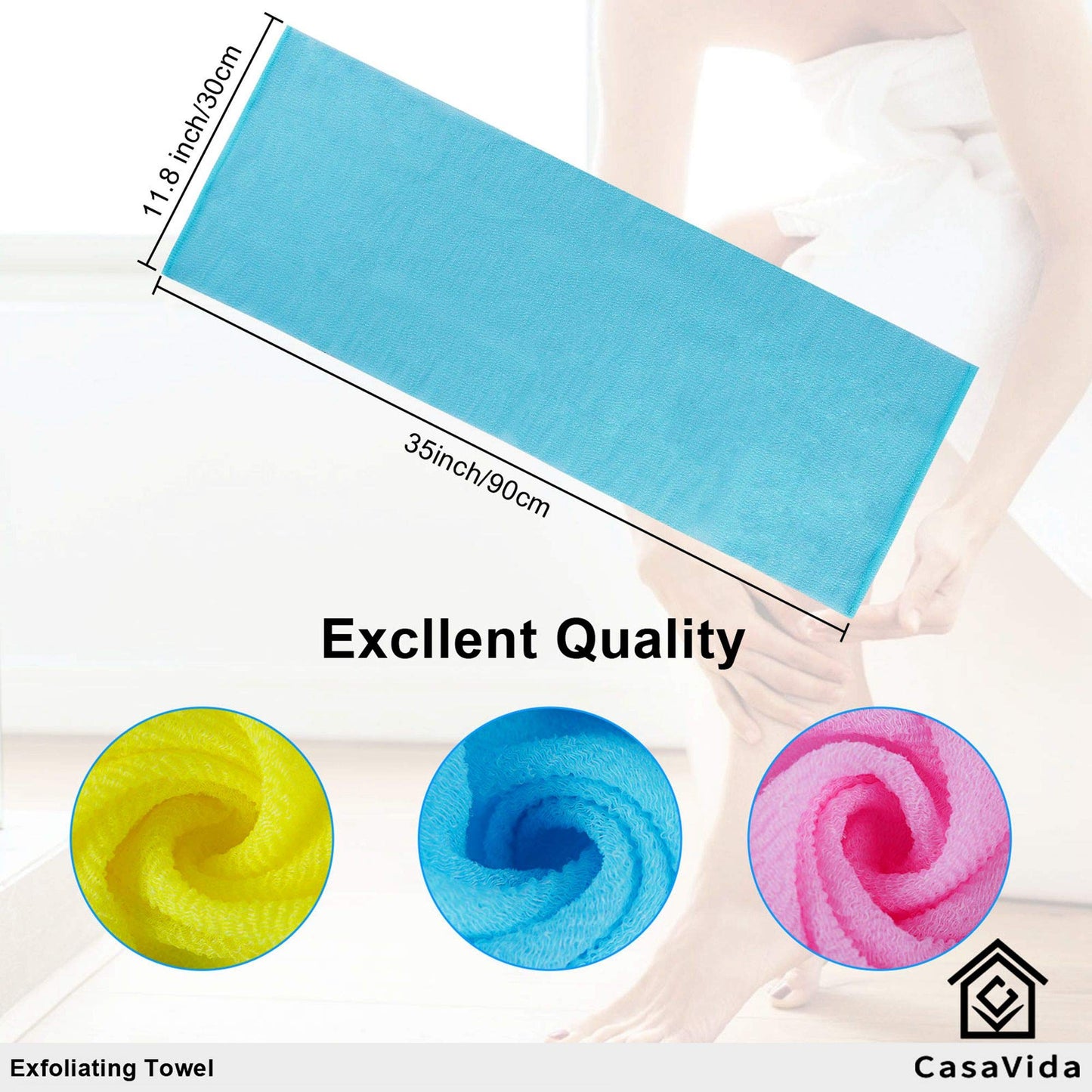 CASAVIDA Exfoliating Washcloth Back Scrubber for Shower Exfoliating Body Scrubber Japanese Beauty Washcloth African Net Sponge Bath Korean Loofah