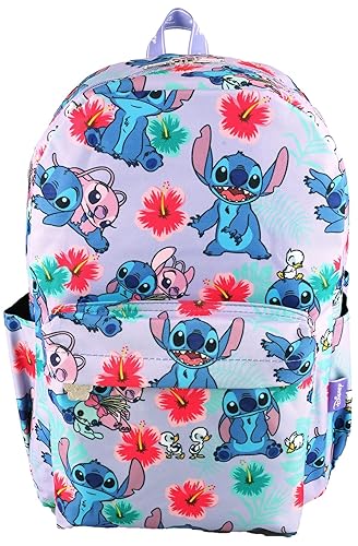Wondapop Disney Lilo & Stitch 17 Inch Deluxe Backpack with Laptop Compartment (Lavender)