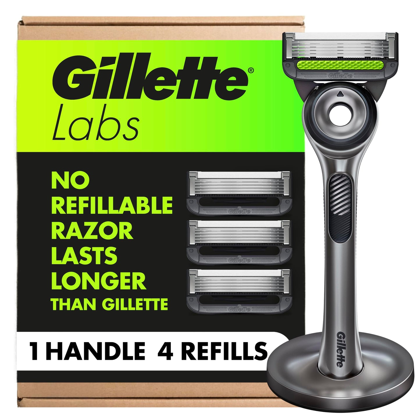 Gillette Labs Razor for Men, 1 Handle, 4 Blade Refills, Magnetic Stand Beauty and Personal Care Gillette
