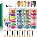 DAGEDA 24 Color Pigment Nail Powder Dust, Colorful Iridescent Glitter Ultrafine Luminous Pearlescent High-Gloss Halo Powder, 3D DIY Nail Art